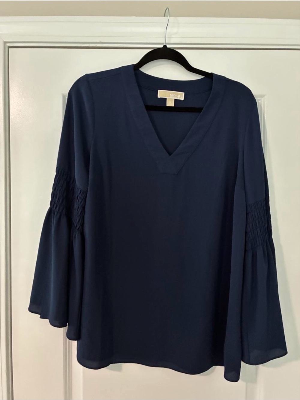 Michael Kors Deep Navy V-Neck Bell Sleeve Top